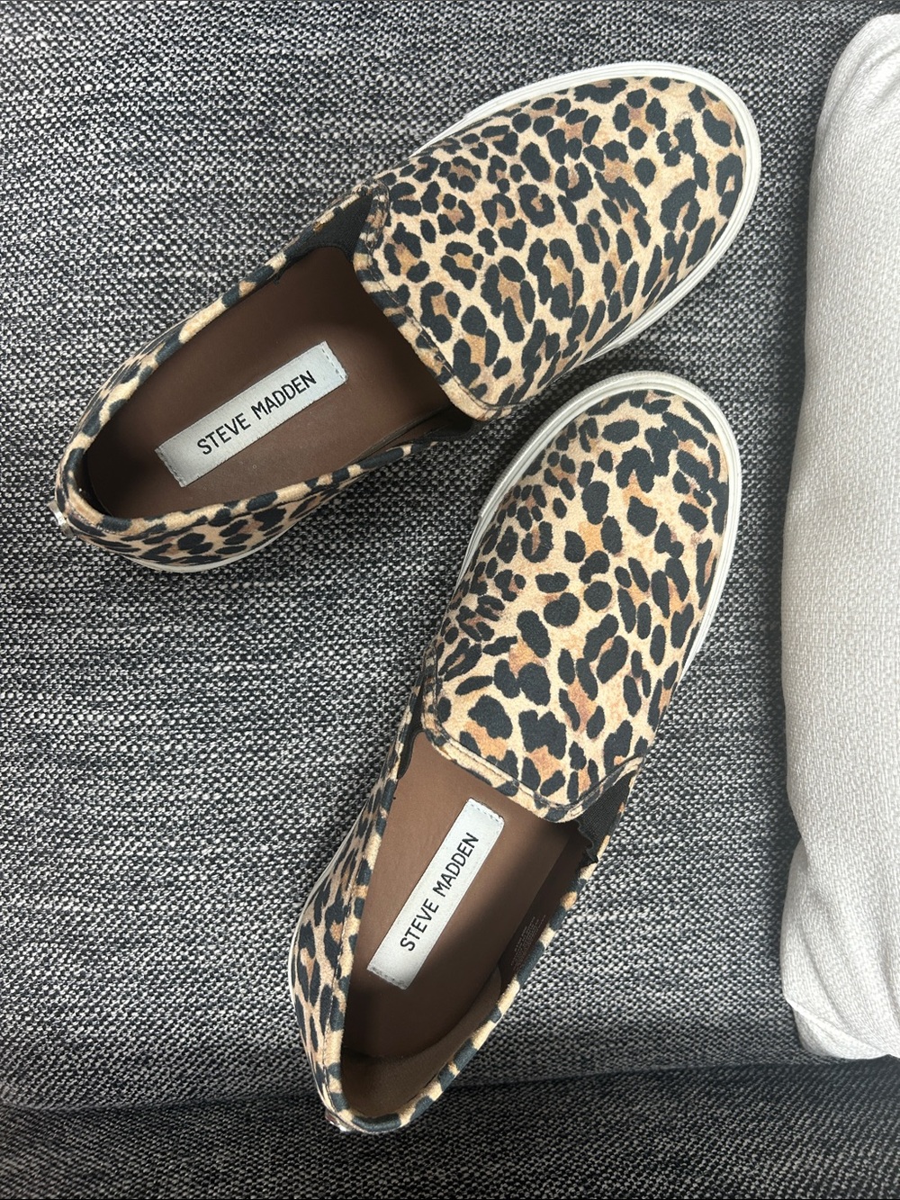 Steve Madden Safary Leopard Print Slip-On Sneakers - Tan & Black 9.5